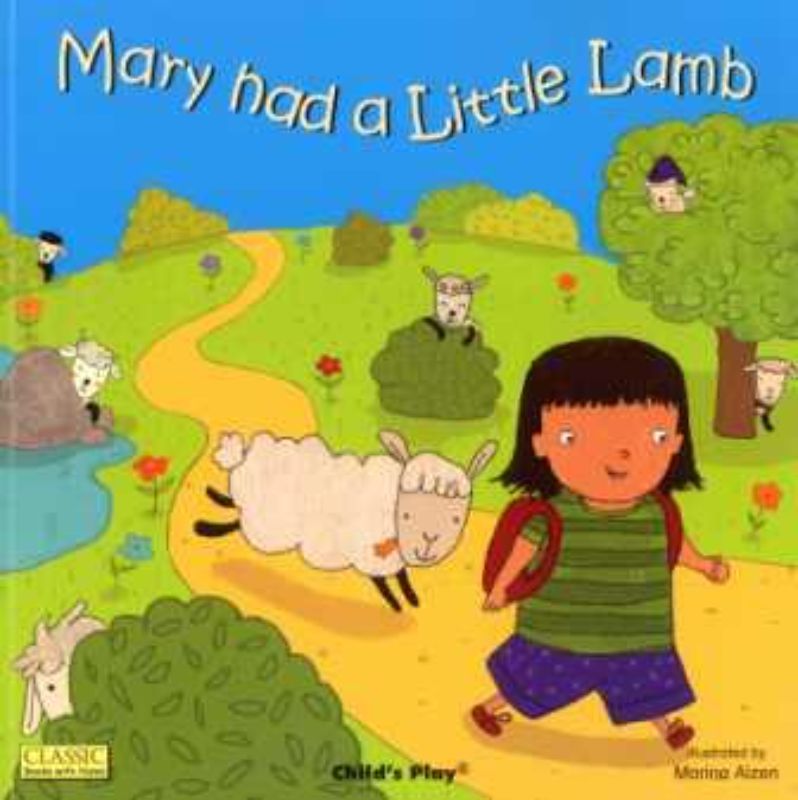 Illustrated children's book "Mary Had a Little Lamb" with die-cut holes, perfect for toddlers and early readers.