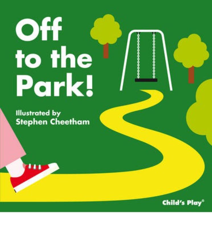 Interactive hardback book "Off To The Park" with tactile elements, Braille-style numbering, and high-contrast images for inclusive reading.