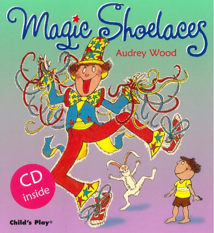 Fun Magic Shoelaces with soft cover and CD, designed to keep shoes tied while teaching perseverance through engaging stories.