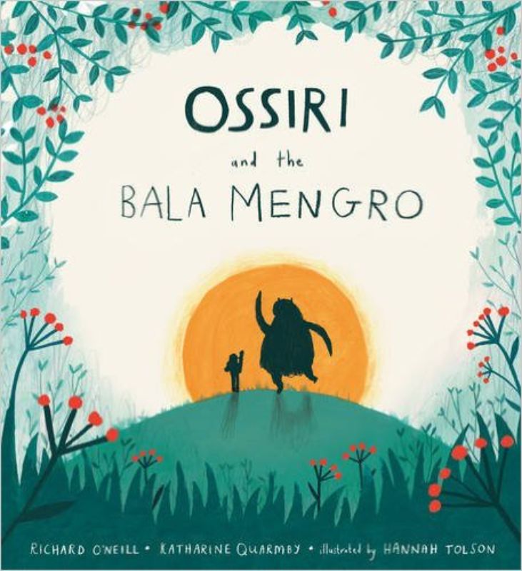 Cover of "Ossiri and the Bala Mengro," featuring a spirited girl with her handmade musical instrument amid vibrant illustrations.