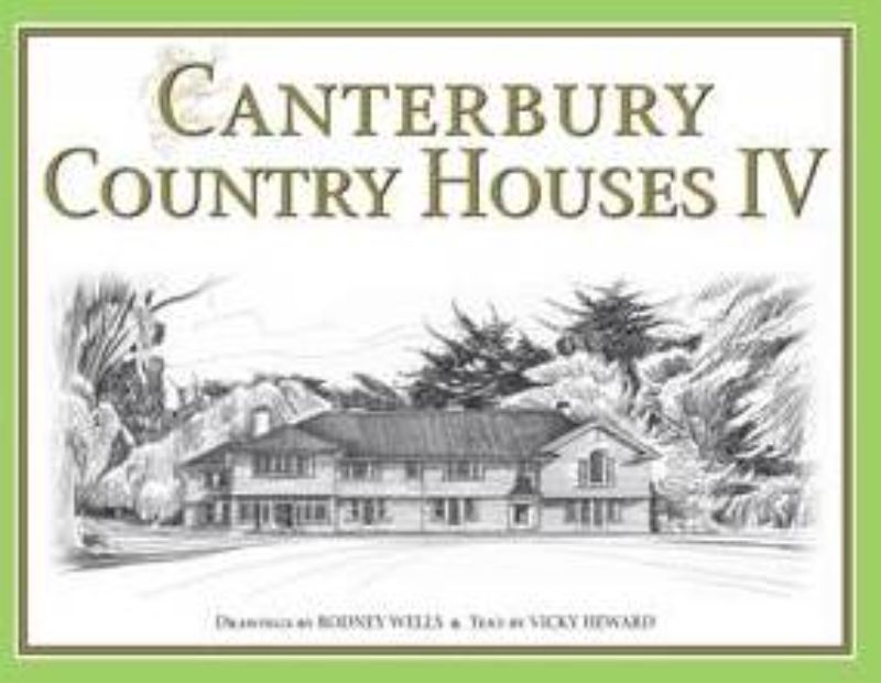 Hardcover book featuring 70 historic Canterbury country houses, with illustrations and narratives celebrating New Zealand's architectural legacy.