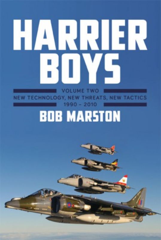 Hardback book 'Harrier Boys Vol 2' by Bob Marston, detailing the Harrier aircraft's history and personal stories.