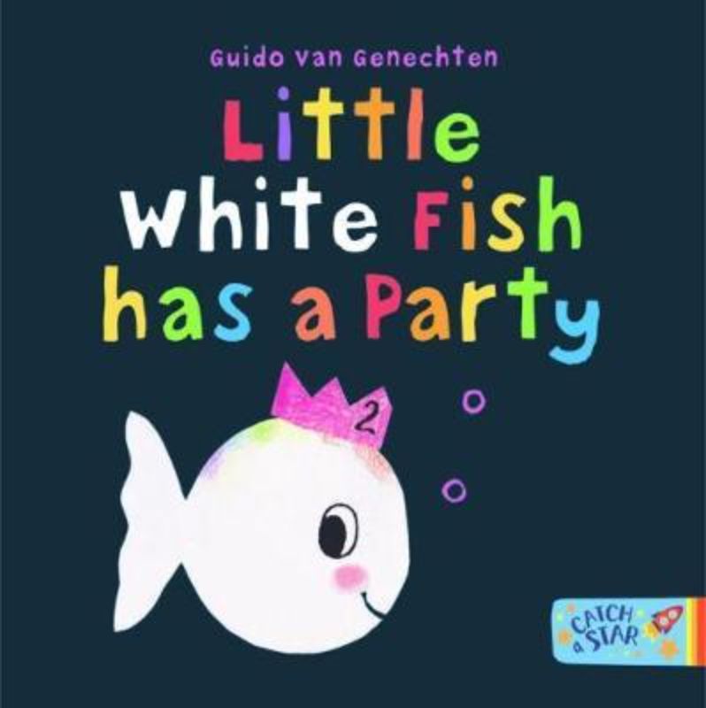 Illustrated cover of "Little White Fish Has a Party," featuring vibrant sea creatures celebrating a birthday underwater.