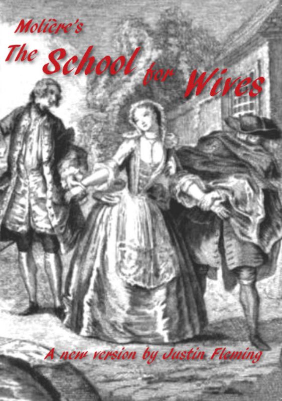 A vibrant paperback edition of Molière's comedy 'The School for Wives', exploring love and deception in 17th century France.