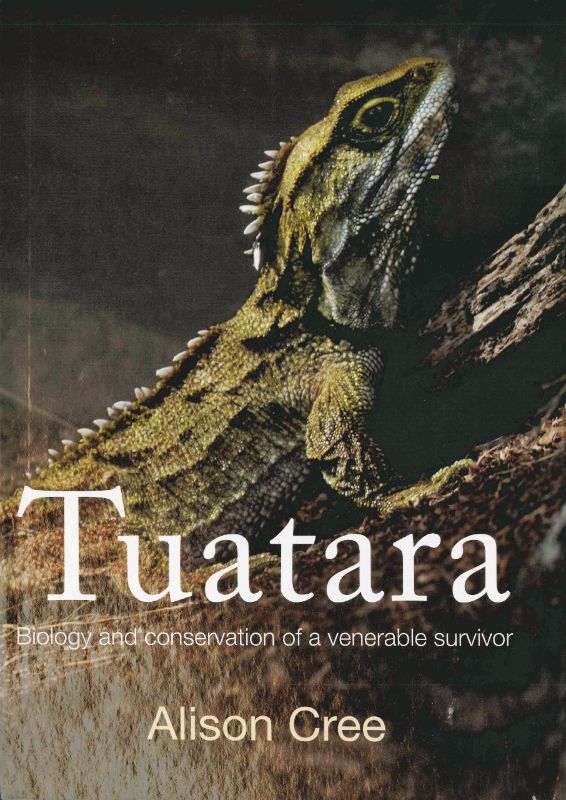 Close-up of the tuatara book cover showcasing its detailed insights into evolution, culture, and conservation efforts.