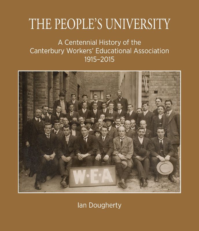 Cover of 'The People's University' by Ian Dougherty, showcasing the history of adult education in New Zealand.