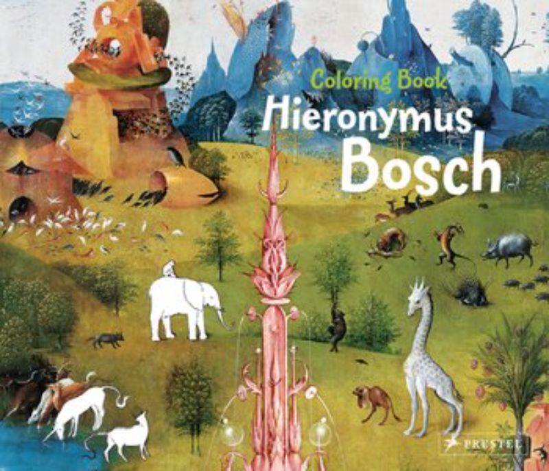 Intricate colouring book featuring 32 pages of Hieronymus Bosch-inspired designs for young artists to explore creativity.