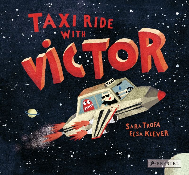 A whimsical children's book cover featuring Victor, an extraterrestrial taxi driver on a cosmic adventure filled with humor.