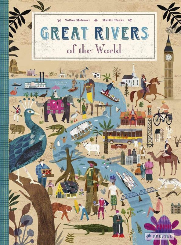 Illustrated atlas showcasing the world's great rivers, featuring maps, flora, fauna, and historical insights for curious young readers.