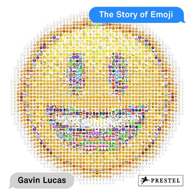 Hardback book "The Story of Emoji" by Gavin Lucas explores emoji origins, evolution, and cultural impact through engaging illustrations.