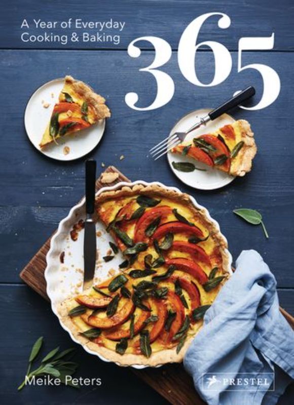 Hardback cookbook titled '365 A Year of Everyday Cooking and Baking' with 448 recipes for seasonal, home-cooked meals.