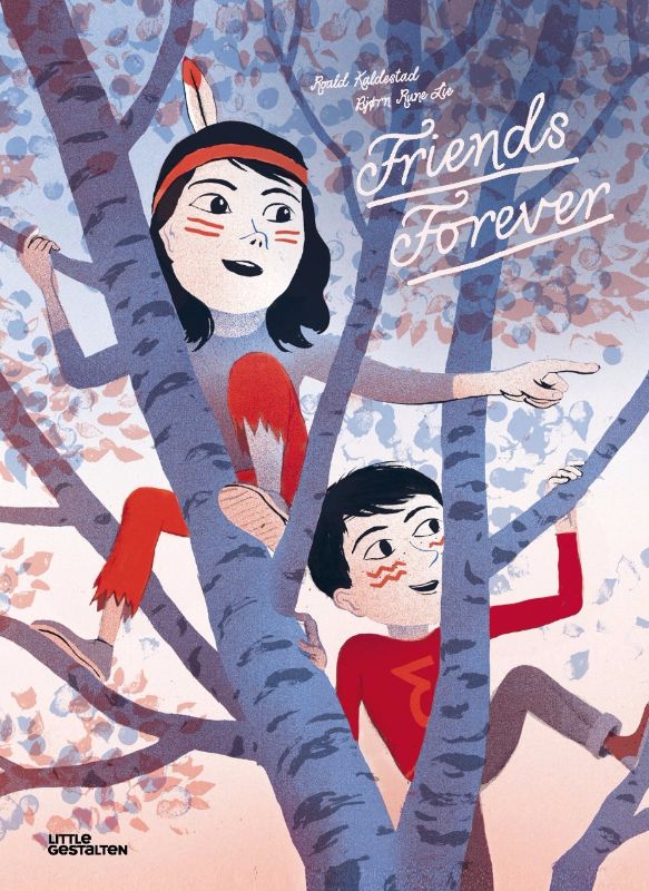 Illustrated hardback book 'Friends Forever' shows a boy navigating friendship changes amidst pastel leaves and raindrops.