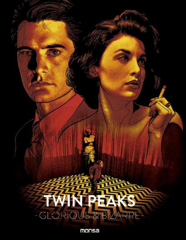 Hardback book "Twin Peaks - Glorious & Bizarre," celebrating the iconic series with 112 pages of stunning illustrations and insights.
