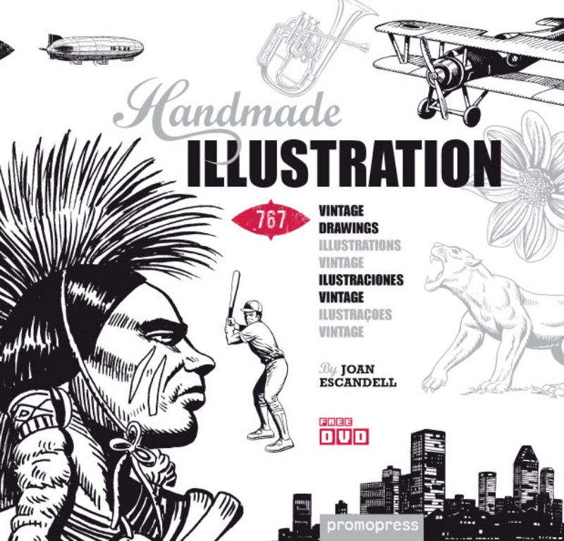 Handmade Illustration book featuring 747 intricate pen and ink artworks by Joan Escandell, blending classic styles with modern design.