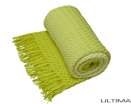 Vibrant Citrus throw rug with dip-dyed gradient and self-knotted fringe, perfect for cozy decor accents.