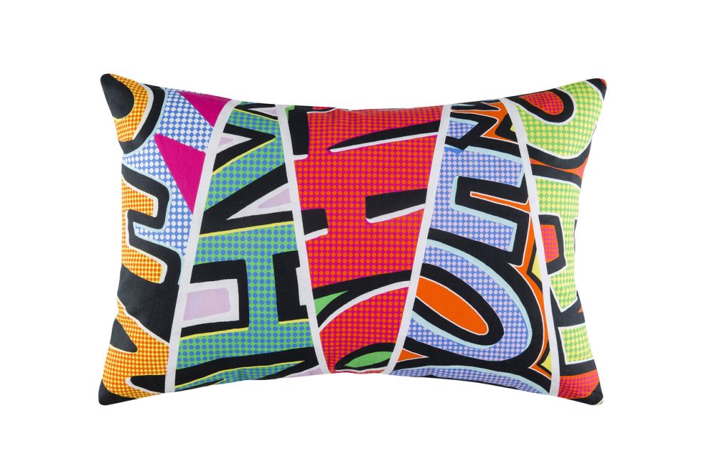 Cushion featuring Op Art design, measuring 35 x 55cm, perfect for bedding or as a stylish couch accent.