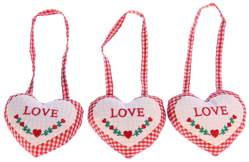 Charming set of 3 hanging hearts, 12.5cm each, ideal for home decor and celebrating love and positivity.