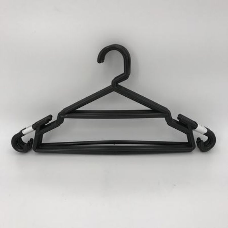 Set of 60 black clothing hangers designed for durability, non-slip grip, and elegant closet organization.