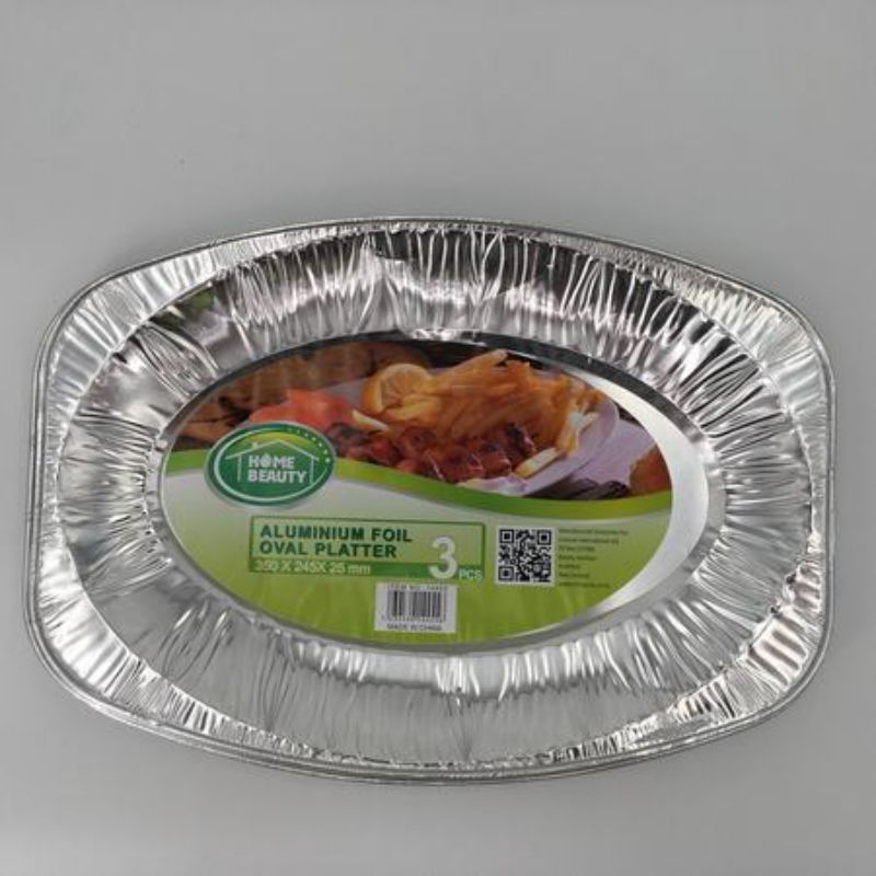 Premium aluminum foil trays (350MM) for grilling, baking, and serving; pack of 36 for outdoor dining convenience.
