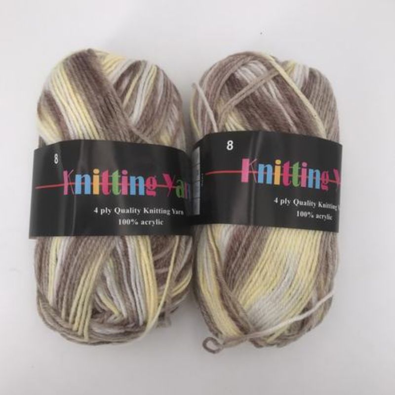 Vibrant 100g Knitting Yarn Mix #8 with 6 colorful skeins, perfect for various knitting and crochet projects.