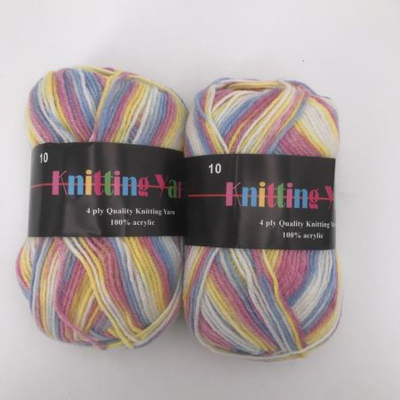 Colorful pack of six #10 knitting yarn skeins, 100g each, perfect for cozy projects and creative crafting.