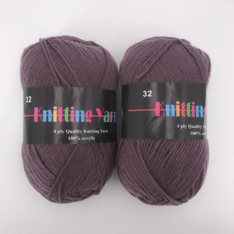 Set of six 100g skeins of #32 premium knitting yarn in vibrant colors, ideal for various knitting and crochet projects.