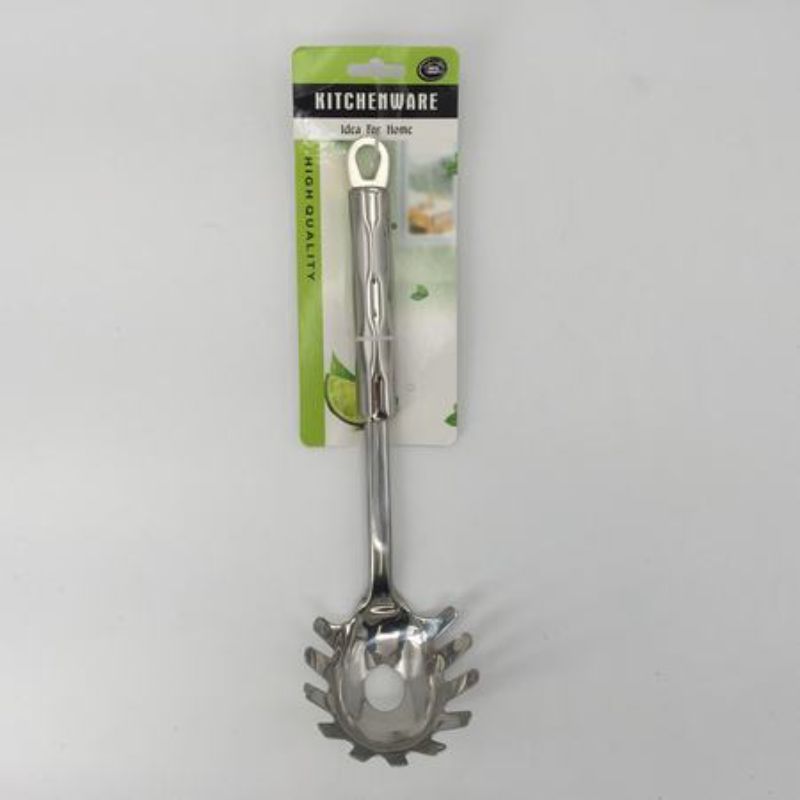 Stainless steel spaghetti server set of 12, designed for easy serving and stylish presentations of pasta dishes.