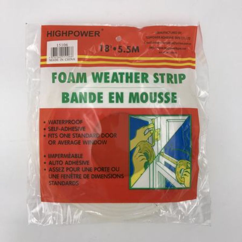 Foam Weather Strip set of 12, durable insulation strips for sealing gaps around windows and doors, easy peel-and-stick installation.