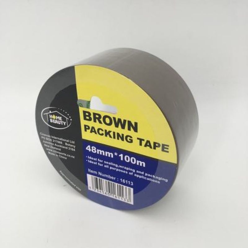 Heavy-duty brown packing tape, 48mm x 100m, set of 12, perfect for secure packing and shipping.