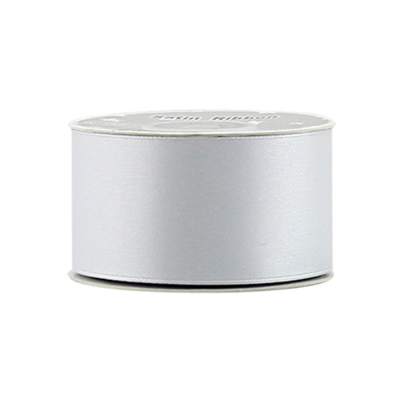 White satin ribbon roll, 3.8cm wide and 21 yards long, perfect for crafting, gift-wrapping, and decor projects.
