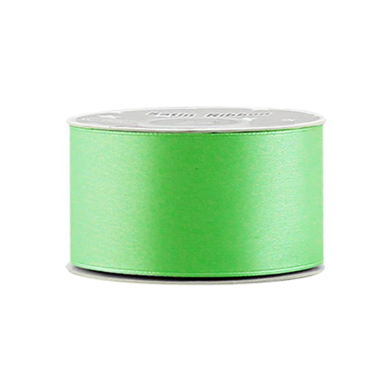 Vibrant grass green satin ribbon, 3.8cm wide and 21 yards long, set of 5, perfect for crafting and gift-wrapping.