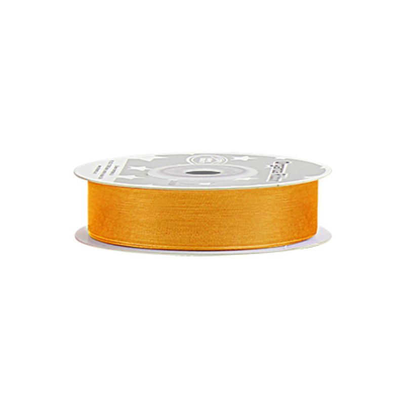 Vibrant orange organza ribbon set of 5, 2cm wide, 25 yards long, perfect for crafting, gift wrapping, and decorations.