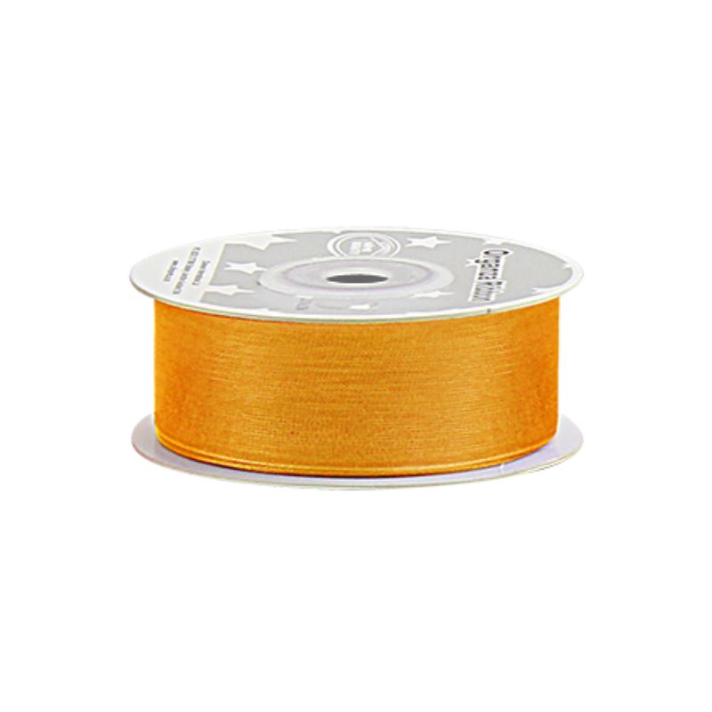 Vibrant orange organza ribbon set of 5, 2.5 cm wide, ideal for crafting, gift wrapping, and event decoration.