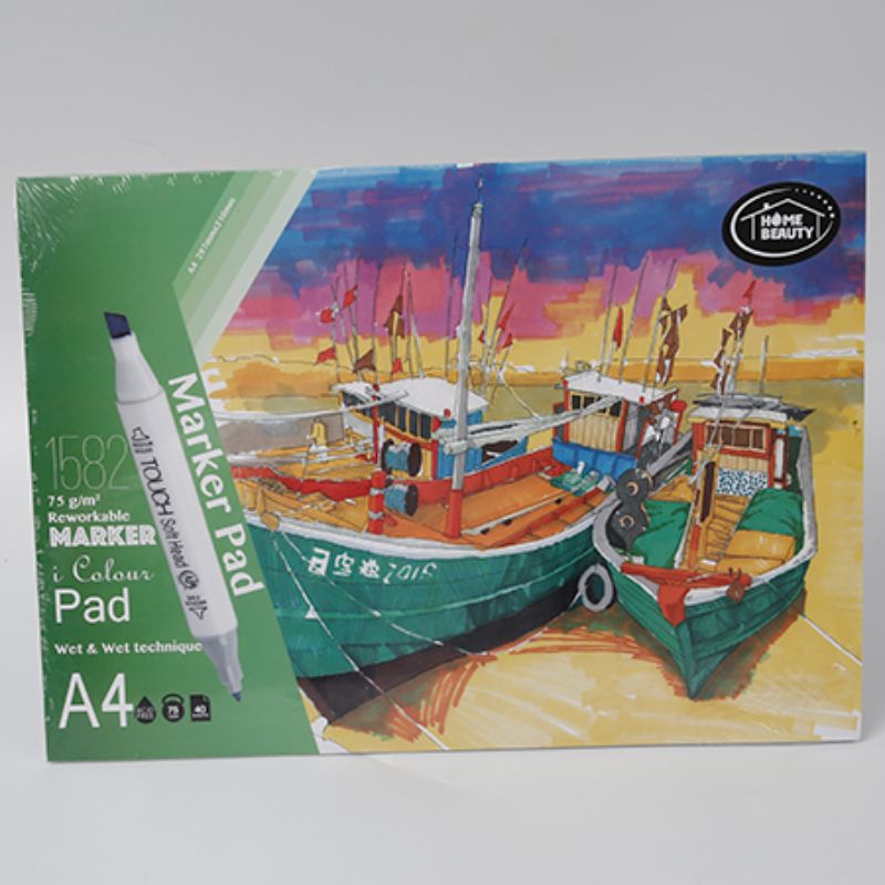 A4 marker pad set of 12 with 40 bleed-proof sheets for vibrant artwork and detailed presentations.