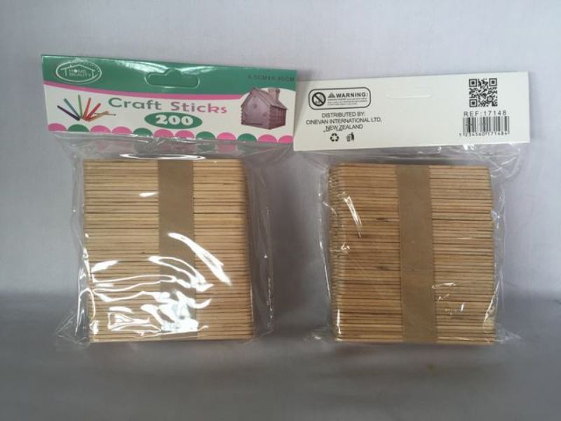 Natural wooden craft sticks in 12 packs, ideal for DIY projects, art, and classroom activities, 9.5 x 0.95CM each.