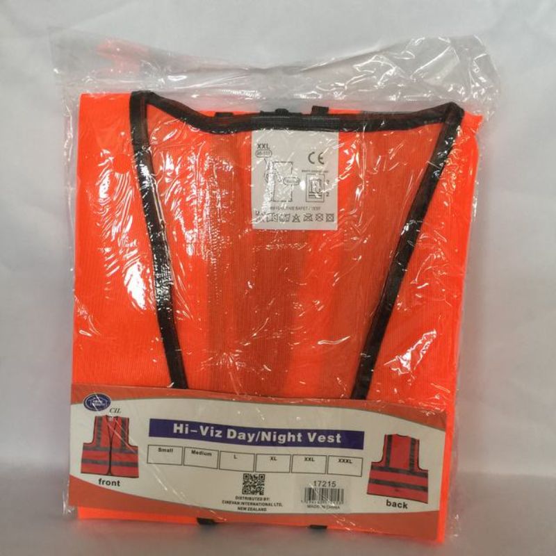 Bright orange XXL safety vests (set of 12) with reflective strips for high visibility in worksite safety environments.