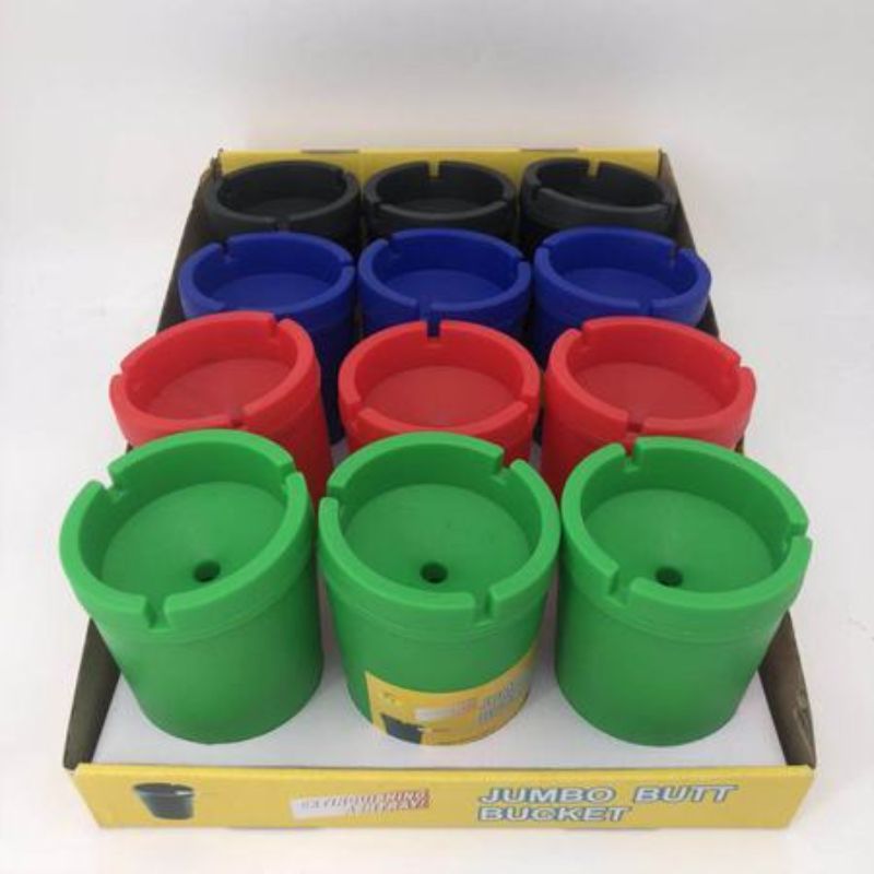 Vibrant 12-pack ash trays in assorted colors, durable and stylish for smokers and events, enhancing cleanliness and organization.