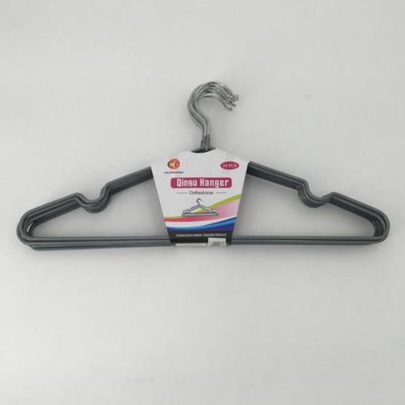 A set of 120 durable plastic clothes hangers, perfect for organizing shirts, dresses, and coats in small closets.
