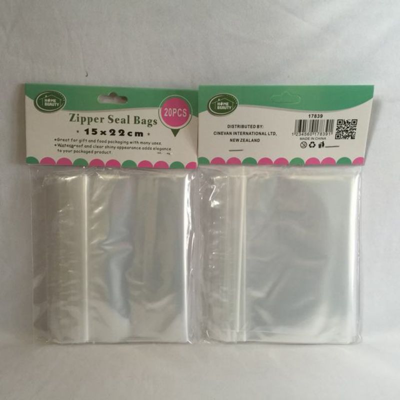 Clear zipper seal bags, 15 x 22cm, pack of 240, ideal for food storage, snacks, and organizing supplies.