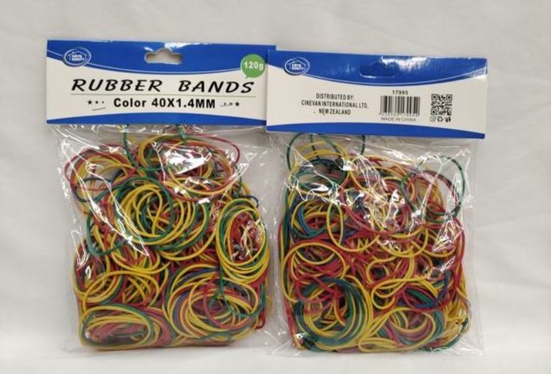Assorted rubber bands, 40 x 1.4mm, ideal for organizing documents and crafting, 12 packs for versatile use.