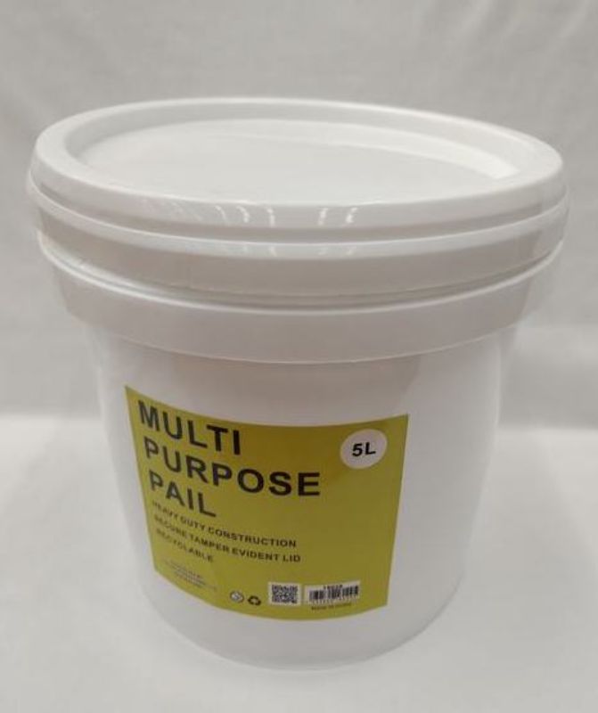 Set of 6 versatile 5L plastic pail buckets with lids for storage and organization, ideal for various indoor and outdoor uses.