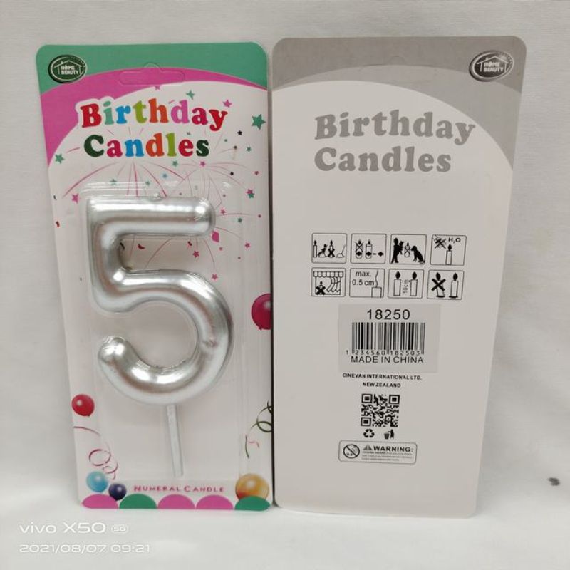 Elegant silver birthday candles in a set of 12, perfect for adding sparkle to any celebration or cake.