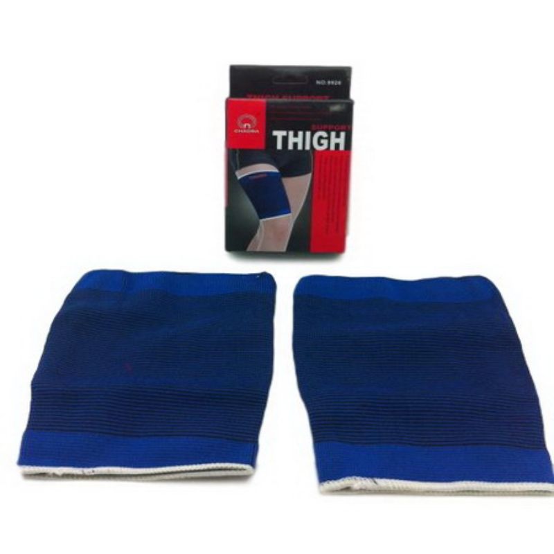 Thigh support sleeves in blue, providing compression for comfort and stability during athletic activities; 12-pack bundle.