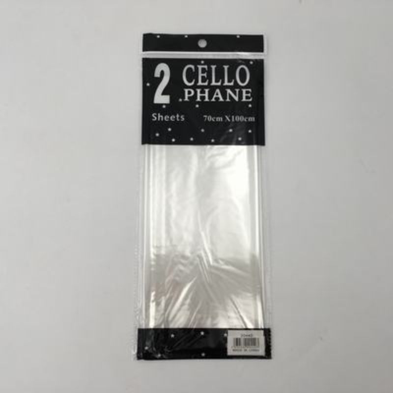Crystal clear biodegradable cellophane sheets, 70 x 100cm, perfect for crafting and gift-wrapping in a pack of 24.