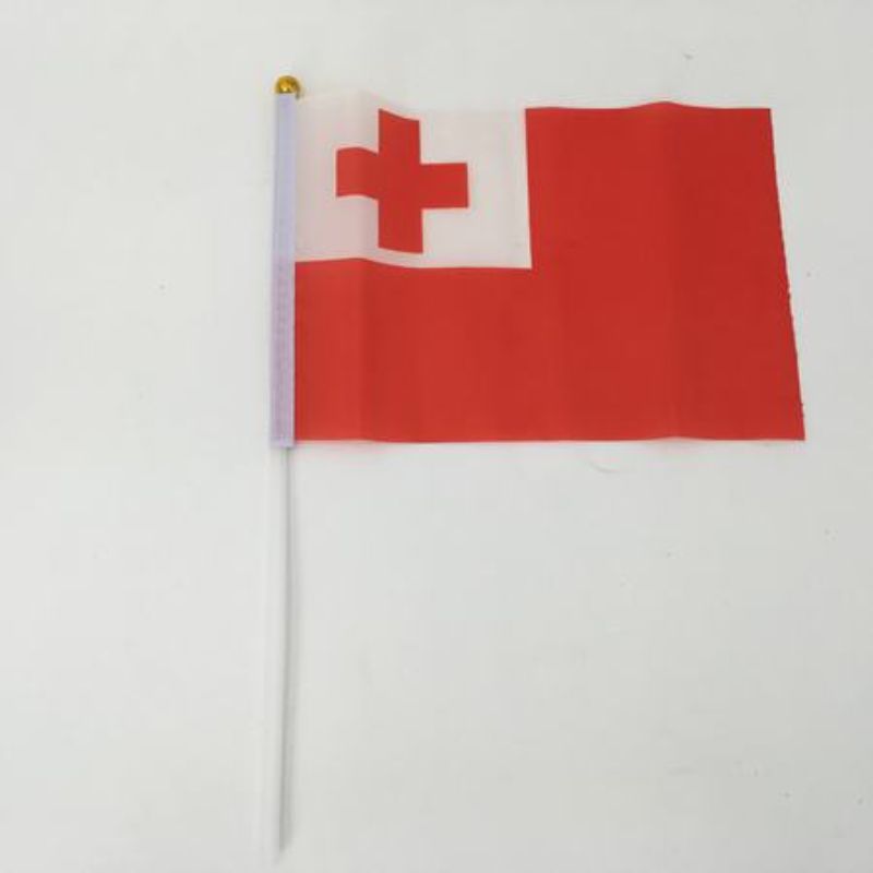 A vibrant set of 12 Tonga hand flags, each measuring 14 x 21cm, perfect for celebrations and sporting events.