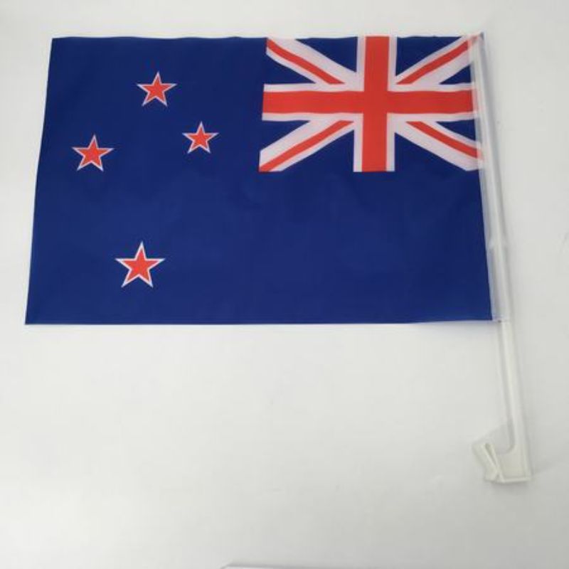 A set of 12 NZ car flags, each 30x45 cm, perfect for showcasing New Zealand pride on vehicles, durable and vibrant.