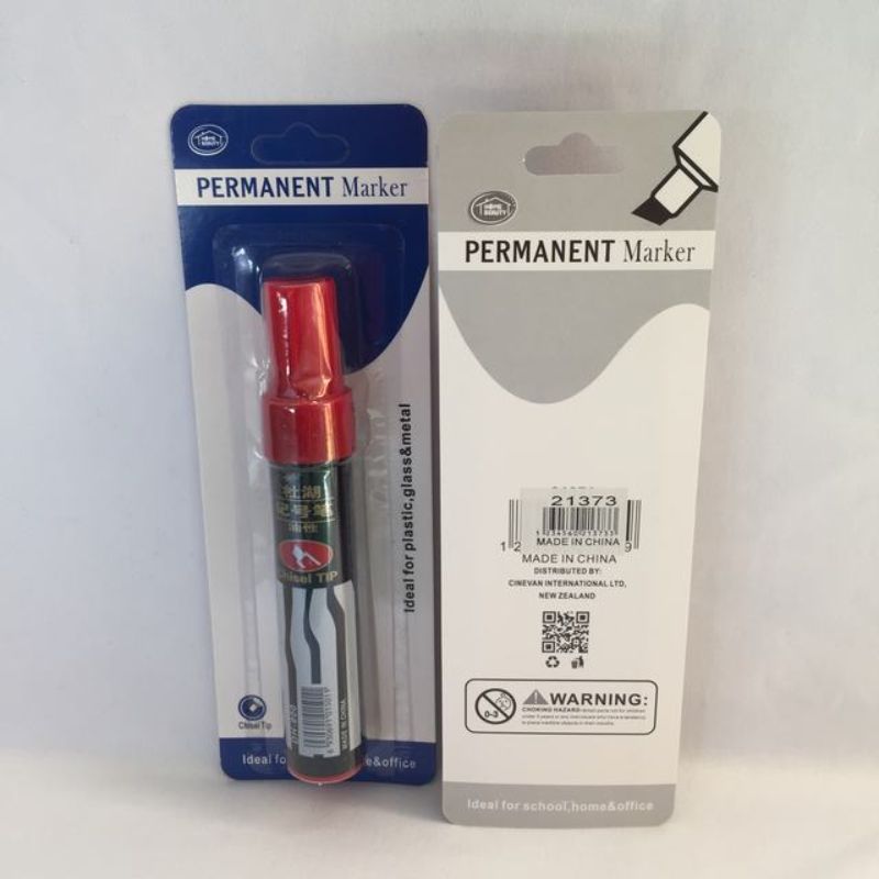 Red jumbo permanent marker pens in a set of 12, featuring a broad chisel tip for versatile marking and crafting.