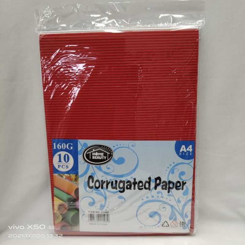 Colorful A4 corrugated paper packs for crafts and projects, featuring 120 sturdy sheets in assorted vibrant hues.