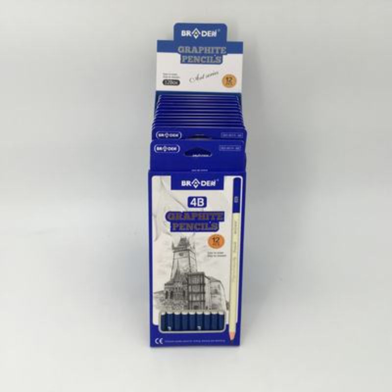High-quality 4B graphite pencils in a 12-pack, ideal for artists and students, perfect for sketching and shading.