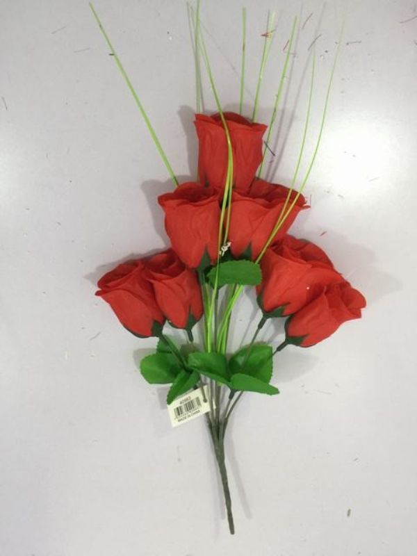 Vibrant set of 12 artificial red flowers with 7 heads each, perfect for elegant home decor and maintenance-free displays.